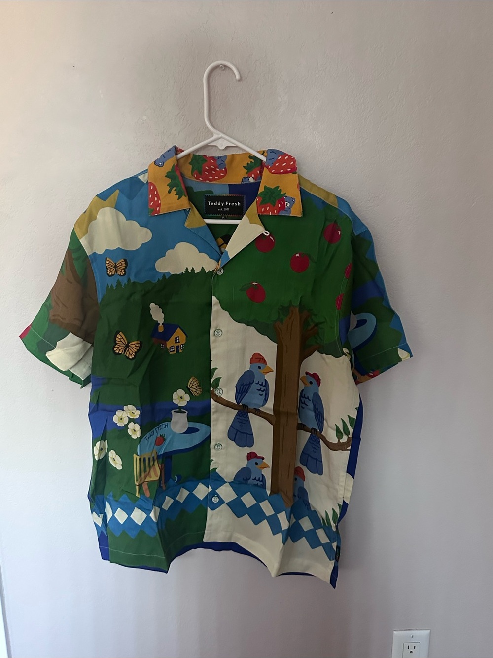 Teddy Fresh Multicolor Illustrated Short-Sleeve Button-Down Shirt